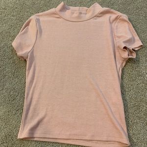 Pink Shein turtle neck short sleeve blouse